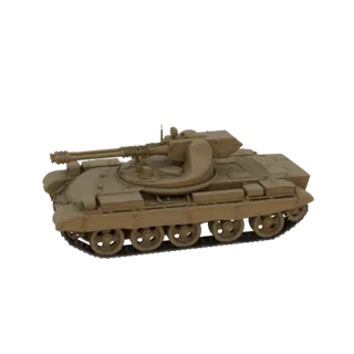 3D-модель самоходного зенитного орудия "Тан", вид с трехчетвертной перспективы, демонстрирующий башню, спаренные орудия и гус