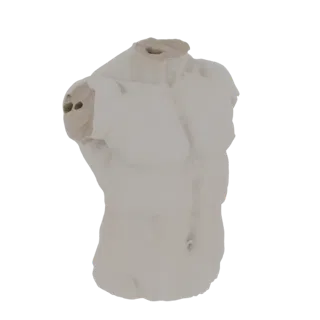 3D модель классической мужской скульптуры торса, в нейтральной позе с детализированной мускулатурой и текстурой под камень.