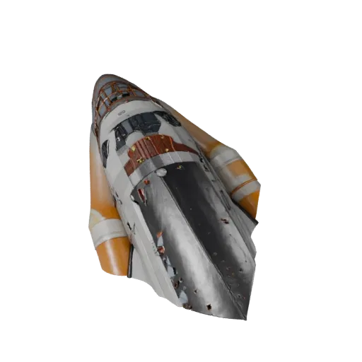 Высокополигональная 3D-модель космического шаттла, крупный план студийного вида, высокополигональный объект транспортного сре