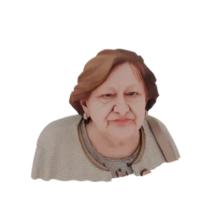 Рендер 3D модели бюста пожилой женщины с реалистичными деталями лица и в кардигане.