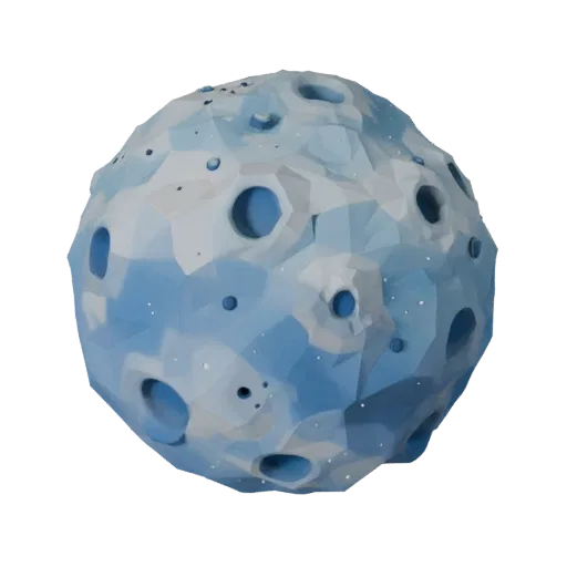 Низкополигональная 3D-модель астероидного поля газового гиганта, вид в игровом окне с трех четвертей, показывающий масштаб ск