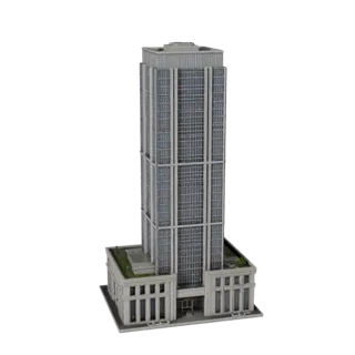 Роскошный небоскреб-башня, низкополигональная 3D модель, готовый к игре экстерьер, демонстрирующий материалы коммерческого оф