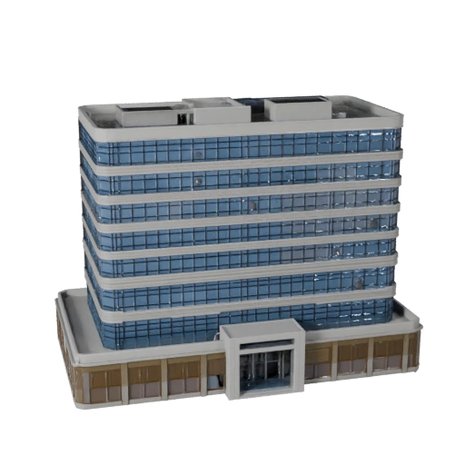 Modelo 3D Estilizado de Sede Corporativa - Asset de Jogo