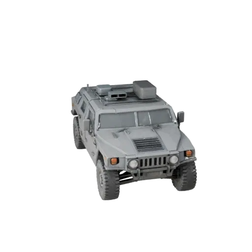 Низкополигональная 3D-модель Humvee, трехчетвертной игровой вид, низкополигональный актив транспортного средства с массивной