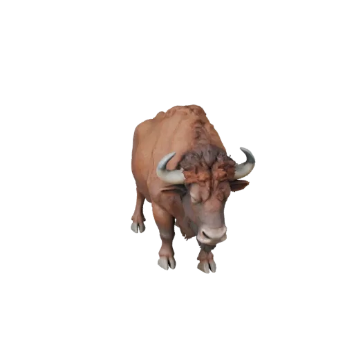 Высокополигональная 3D-модель бизона STL, изометрический вид, готовая к печати фигурка животного с силуэтом рогов, анатомией