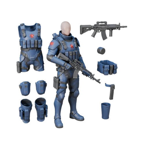 Модель персонажа "Кобальтовый солдат" в стиле Sci-Fi - с ригом