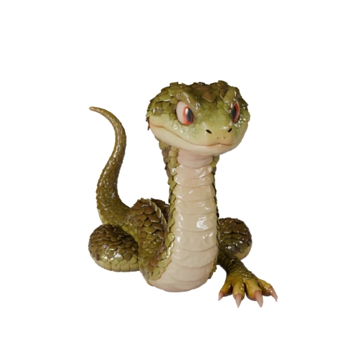 Мультяшная королевская кобра 3D модель - Стилизованный ассет для анимации