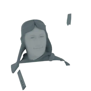 Рендер 3D модели бюста винтажного авиатора в очках и летной шапке, с легкой улыбкой.