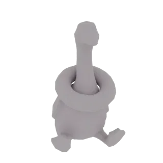 3D модель серой гусыни с кольцом на шее, вид спереди.