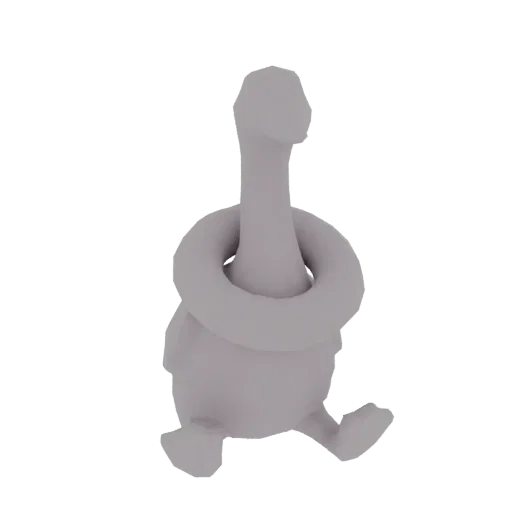 3D модель серой гусыни с кольцом на шее, вид спереди.