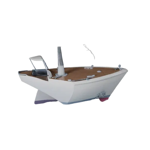 3D-модель каяка, вид в три четверти студийный, готовый к анимации объект транспорта с формой корпуса, компоновкой палубы и пр