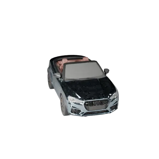 Низкополигональная 3D-модель кабриолета, вид из игрового видового экрана в три четверти, низкополигональный ресурс автомобиля