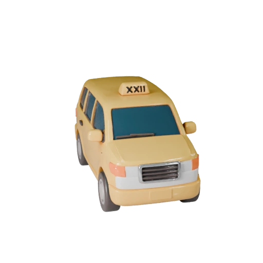 Мультяшный автомобиль такси 3D модель для стилизованных игр PBR ресурс