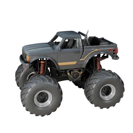 3D-модель Monster Truck, трехчетвертной студийный вид, готовый к анимации актив транспортного средства со специально разработ