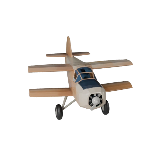 Винтажный гидросамолет 3D Модель - Низкополигональный, Готовый к игре, PBR Актив