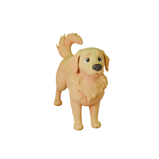 Мультяшный золотистый ретривер собака 3D модель - Стилизованный ассет для анимации