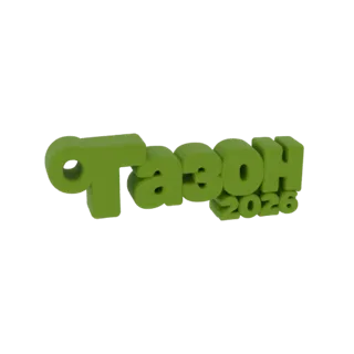 3D рендер зеленого текста 'Gazon 2026' жирным шрифтом с закругленными краями, представленный как самостоятельный логотип.