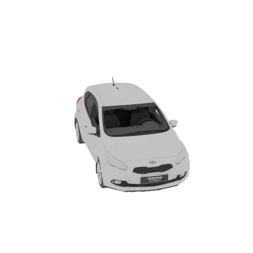 3D модель белого хэтчбека Kia Cee'd, вид спереди три четверти на белом фоне.