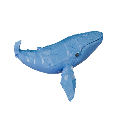 Низкополигональная 3D модель синего кита - игровой ассет для Unity с FBX | PBR