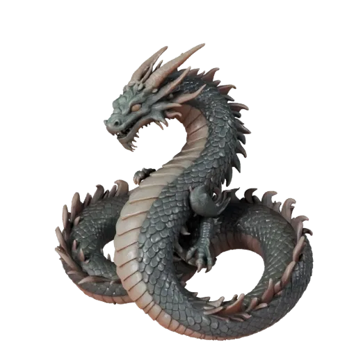Высокополигональная 3D-модель Морского Змея STL, изометрический вид, готовая к печати фигурка животного с рогами, гребнями, с