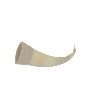 3D model of an ornate drinking horn with a decorative band around the opening, rendered against a white background.