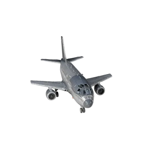 3D модель самолета, вид в три четверти в студии, готовый для Blender ассет транспортного средства с балансом крыльев, читаемо