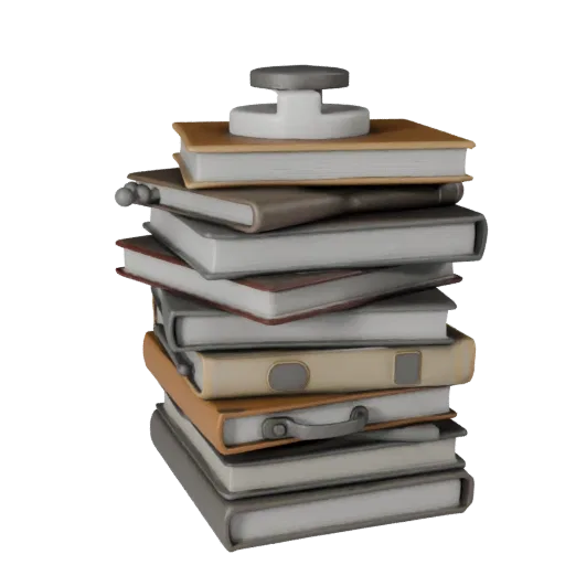 Современная стопка книг Реалистичная 3D-модель, трехчетвертной студийный рендер, показывающий керамику, узнаваемые повседневн