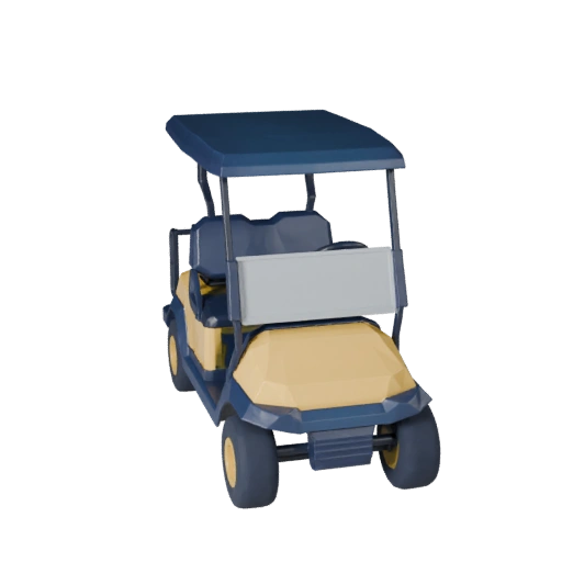 Низкополигональный гольф-кар 3D модель для Unity и Unreal PBR Asset
