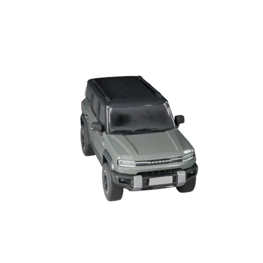 3D-модель Electric Suv, вид в изометрии из игрового вьюпорта, готовый для Unity ассет автомобиля с увеличенным дорожным просв