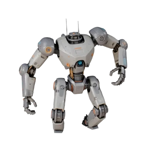 Стилизованная 3D модель руки гуманоидного робота, стилизованный изометрический рендер, показывающий металлические каркасы, фо