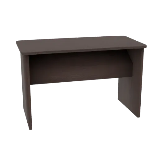 3D модель современного минималистичного стола темно-коричневого цвета с плоской столешницей и угловатыми ножками.