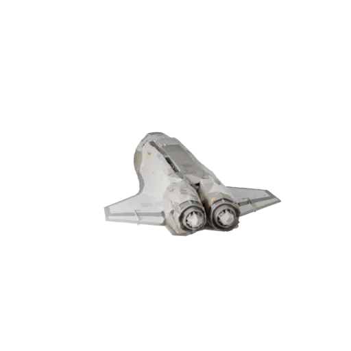 Низкополигональная 3D-модель Space Shuttle, вид из игрового окна в три четверти, низкополигональный объект транспортного сред