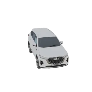 3D модель белого Chery Tiggo 7 Pro SUV, вид спереди справа под небольшим углом.