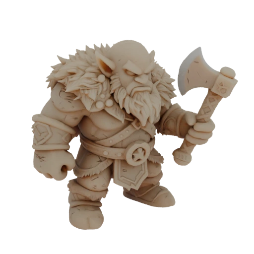 Фэнтези Гном Варвар Миниатюра STL - Исследование