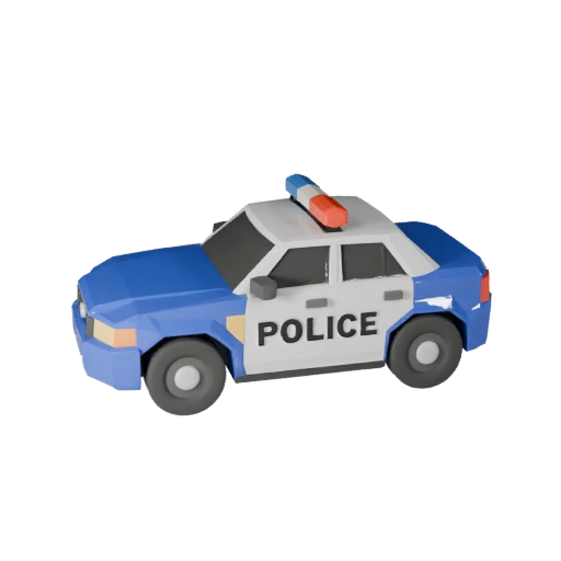 Низкополигональная полицейская машина 3D модель для Unity и Unreal PBR Asset (Legacy)