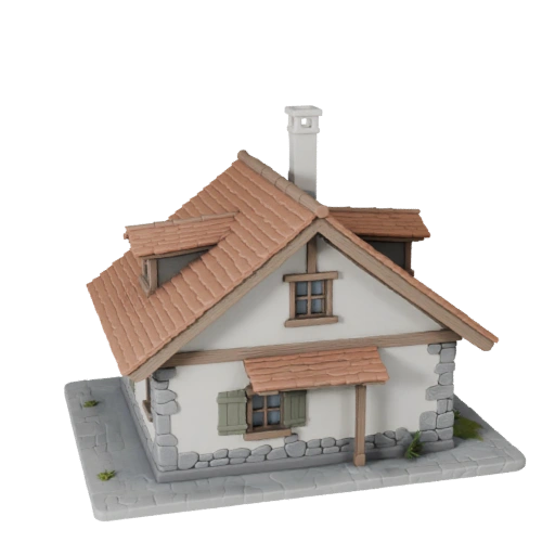 Casetta Stilizzata Modello 3D - Asset di Gioco per Architettura