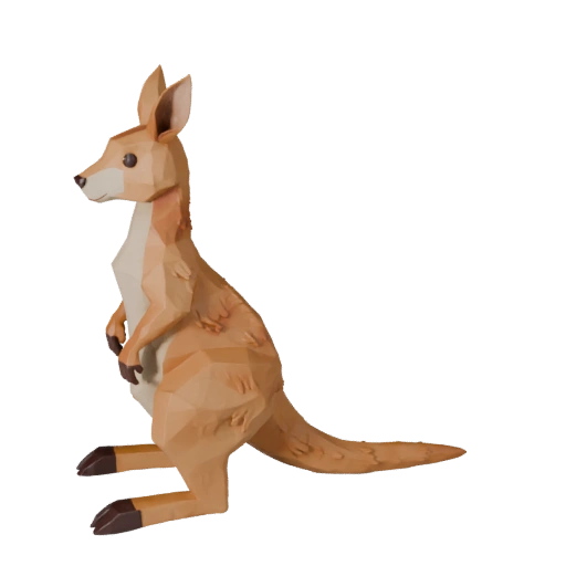 Низкополигональный кенгуру 3D модель - игровой ресурс Unity с FBX | PBR