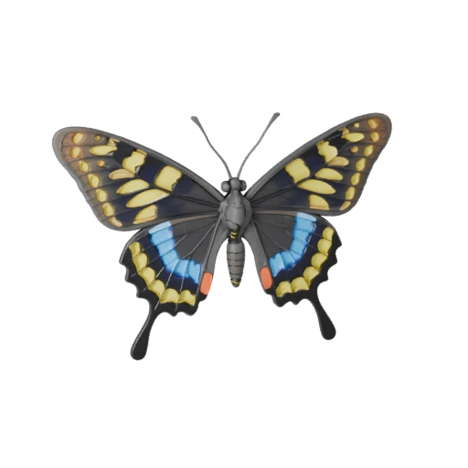 Мультяшная бабочка махаон 3D модель - стилизованный ассет