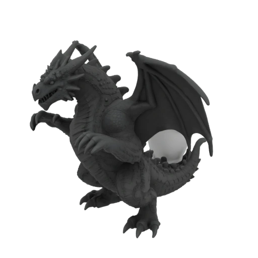 Фэнтези миниатюра дракона Черный Клык STL