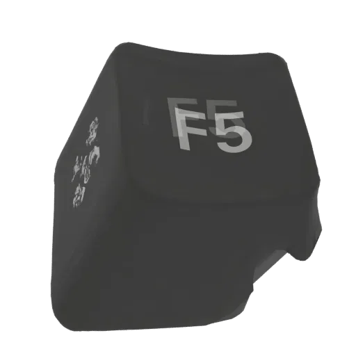 3D-рендер темной клавиши F5 для клавиатуры с видимой надписью 'F5'.