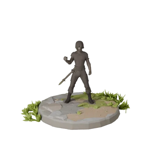 Предварительный просмотр низкополигональной 3D-модели постамента для леса, показывающий форму ободка, вид в три четверти, выс