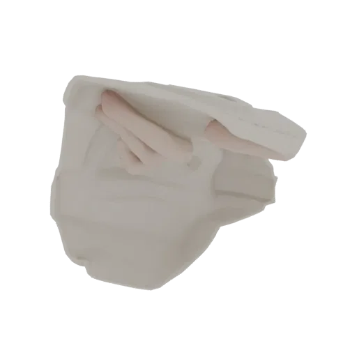 3D модель смятой белой бумажной салфетки с видимыми складками и заломами, реалистичный рендеринг.