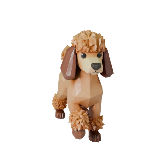 Низкополигональная 3D модель пуделя - игровой ассет для Unity с FBX | PBR