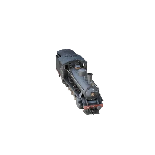 3D-модель винтажного паровоза, трехчетвертной студийный вид, готовый для Blender актив транспортного средства с рельсовым про