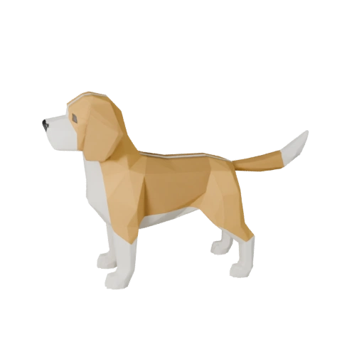 Низкополигональная 3D модель собаки бигль - Игровой ассет Unity с FBX | PBR