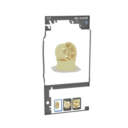 Предварительный просмотр 3D модели двух сложенных светлых легкосплавных дисков с классическим дизайном из множества спиц.