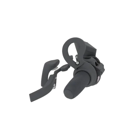 3D-модель черного крючка для электросамоката Ninebot Max G2 со скрытым отсеком для Apple AirTag 2, вид сбоку.