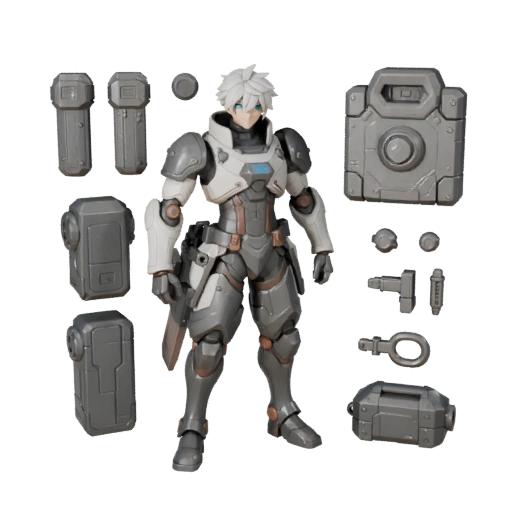 Модель аниме-ученого NPC в броне - с ригом