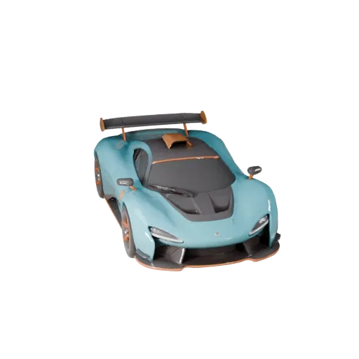 Мультяшный гиперкар 3D модель для стилизованных игр, PBR ассет
