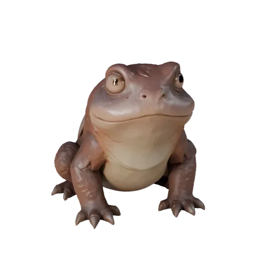 3D модель жабы, вид сбоку, рендер дикой природы, готовый для Blender ассет животного с линией рта, артикуляцией конечностей,